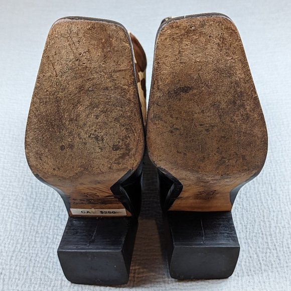 vintage 90s womens Franco Sarto cow print calf hair boots black/tan US 7.5 M - Picture 5 of 7